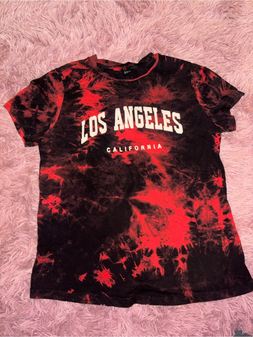 SHEIN Red & Black Tie-Dye Graphic Tee